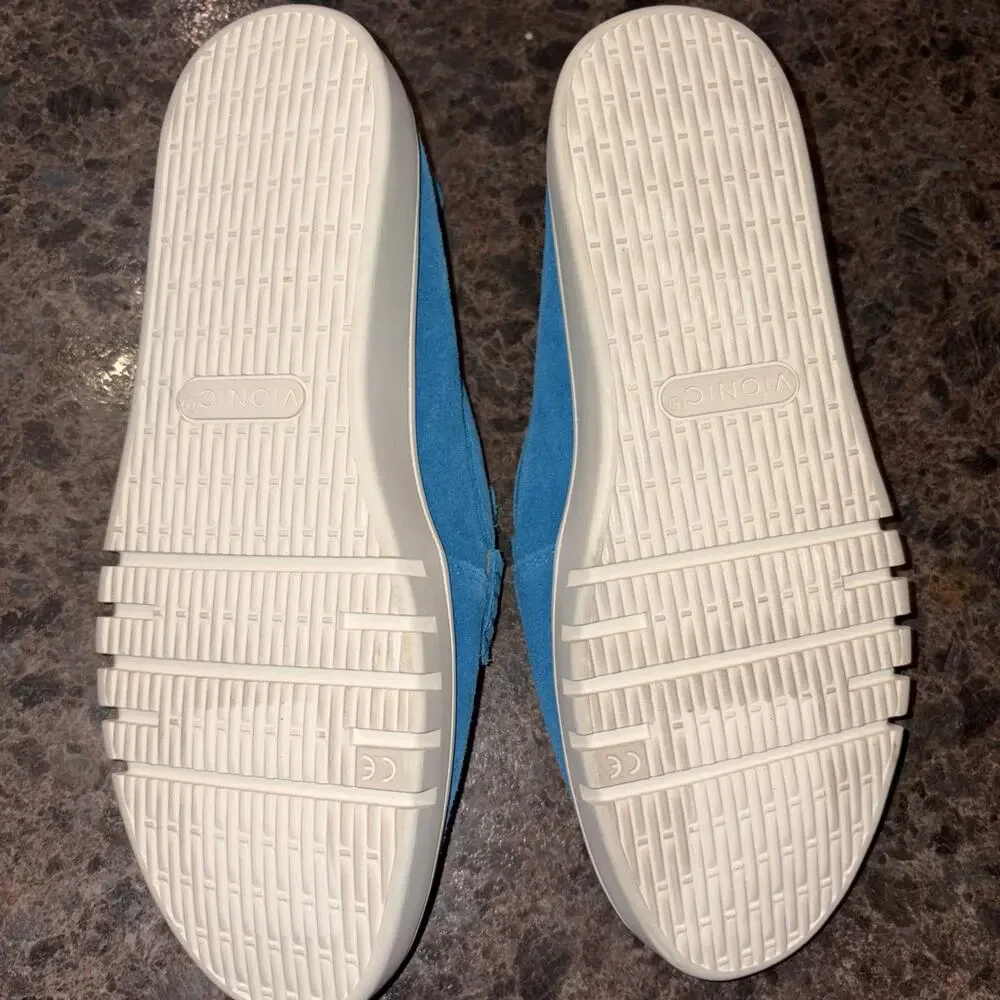 Vionic Loafers Womens SZ 8.5 Uptown Penny Slip On Suede Turquoise Blue Shoes New